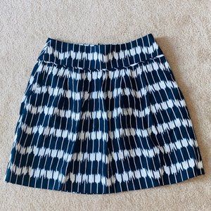 Ann Taylor LOFT Blue White Linen Blend Abstract Print A-Line Skirt 00 P